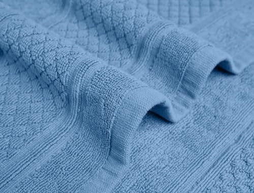Avalon Towels Light Blue Bath Mat - 100% Cotton Set of 2 Absorbent Bathmat - Bathroom Mats Quick Dry Bath Mats for Bathrooms (22x34 Inches) - color: Sky Blue, size: Pack of 2
