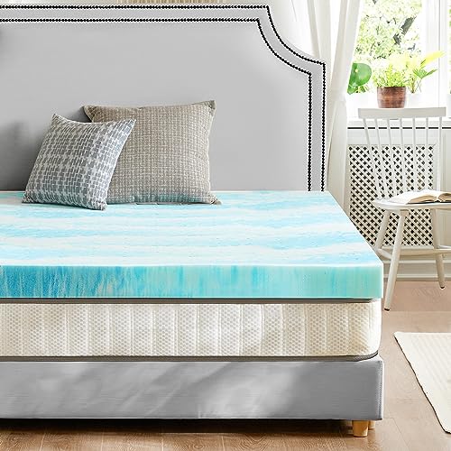 Mattress Topper Twin XL - 3 Inch Memory Foam Cooling Gel Infused Bed Topper for Back Pain, CertiPUR-US Certified - color: Blue, size: Standard