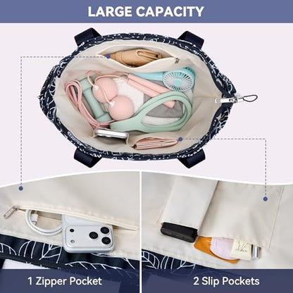 WLLWOO Thick Yoga Mat Bag Women Gym Tote Breathable Mesh Holder Wet Pocket - color: Navy Blue Leaf