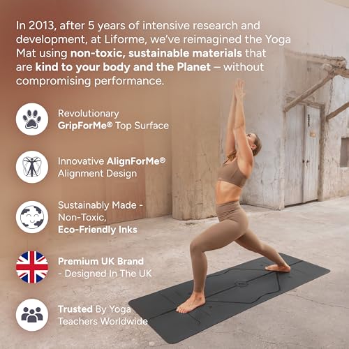 Liforme Printed Yoga Mat - Patented Alignment Design, Ultimate Grip - color: Mystique - Black on Black