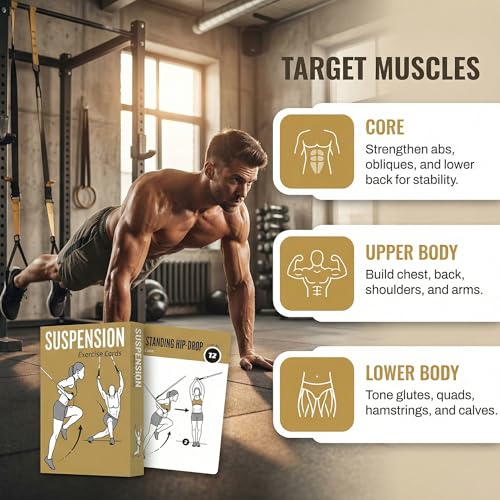 Bodyweight & Dumbbell & Suspension1 Workout Cards - 150 Large 5"x3.5" Exercise Cards with 36 Strength Moves, Home & Gym Fitness Cards for Men & Women, Beginner Fitness Guide - color: c. Brown1