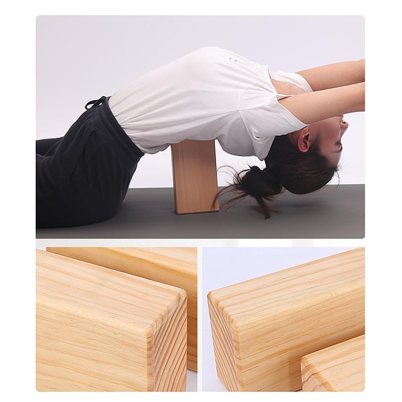 Toddmomy Solid Wood Yoga Block, High Density Wooden Brick with Round Edges & Non-Slip Surface, Yoga Prop for Restorative Fitness, Stretching, Pilates and Meditation, 9" x 4.4" x 2.8"