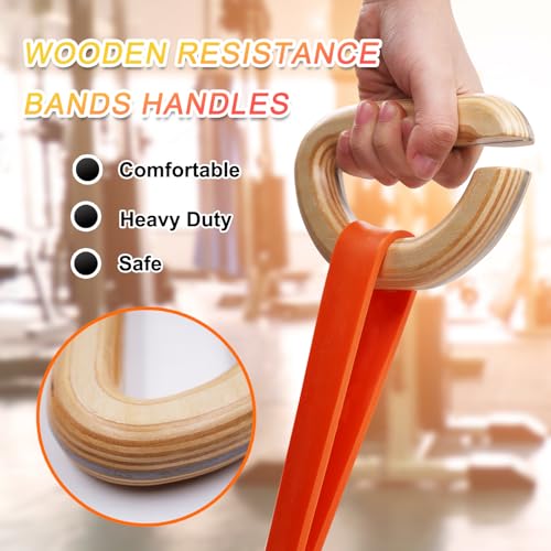 Wooden Resistance Bands Handles Versatile Exercise Handles with Anti-Slip Grip Tapes for Elastic Band Workouts Home Gym Strength Training and Full-Body Workouts - color: handles with embedded metal plates