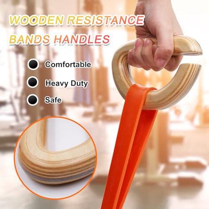 Wooden Resistance Bands Handles Versatile Exercise Handles with Anti-Slip Grip Tapes for Elastic Band Workouts Home Gym Strength Training and Full-Body Workouts - color: handles with embedded metal plates