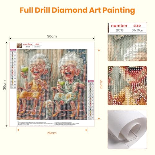 Bowetile 5D Grandma Diamond Art Kits for Adults Beginners, Funny Grandma Diamond Painting Kits, DIY Full Round Drill Diamond Dots Paintings Picture Gem Art Craft for Home Wall Decor 12x16 Inch - color: Grandma