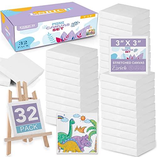 ESRICH Mini Canvases for Painting, Canvas in Bulk 32Pack, 3x3In, 2/5In Profile Small Square Canvas, Blank Canvases are Great for School Projects and Kids Birthday Parties, Home Decor Project. - size: 3x3in-32 Packs