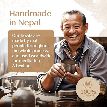 Silent Mind Tibetan Singing Bowl Set – Easy to Play & Beginner Friendly Meditation Bowl with Cushion, Mallet & Case | Stress Relief & Mindfulness | Gift-Ready