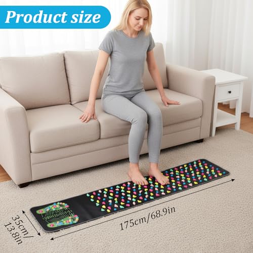 Kifmurase Foot Massage Mat, Acupressure Mats, Reflexology Walk Stone Road for Long Sitting Elderly Students Workers, Foot Massage Acupoint Mat for for Pain and Stress Relief (68.9 x 13.78 Inches)