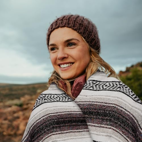 Hydration Nation Authentic Extra Large Mexican Blanket (70"x50") - Handwoven Yoga, Serape- Artisanal Falsa, Beach, Camping, Picnic, Outdoor(Gray) - color: Gray
