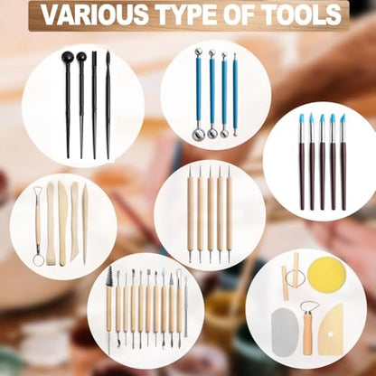LINPHCEY 40Pcs Clay Sculpting Tools Set Perfect for Polymer Air Dry Modeling Clay Beginners & Professionals Ideal for DIY Pottery & Ceramics Tools for Clay Sculpey Sculpting & Crafting - color: 40PCS/SET