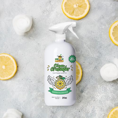 Clean Crusader Cold Pressed Lemon Oil All Purpose Cleaning Oil Spray for Degreasing, Hardwood Floors, Countertops and Bathroom - 24 oz - 1 Pack