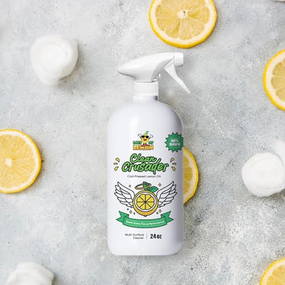 Clean Crusader Cold Pressed Lemon Oil All Purpose Cleaning Oil Spray for Degreasing, Hardwood Floors, Countertops and Bathroom - 24 oz - 1 Pack