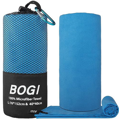 BOGI Microfiber Quick Dry Travel Sports Towel, Blue, 60"x30"+16"x16" - color: Blue, size: L:60''x30''+16''x16''