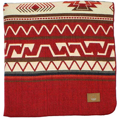 Inca Aztec Throw, Queen, King Blanket | Southwest Indian Navajo Boho Style | Native Cover for Camping, Bedding, Couch, Vanlife | Faux Alpaca, Lightweight, Hypoallergenic (Inti Red, Queen) - color: Inti Red, size: Queen