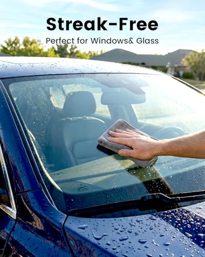 POPCHOSE Microfiber Cleaning Cloth, 12 Pack Super Absorbent Towels for Cars