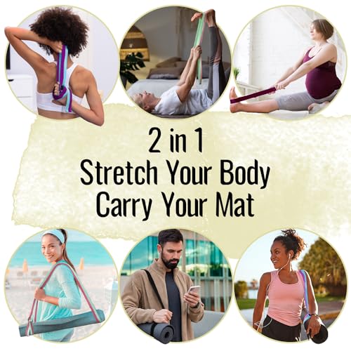 TECEUM 2 IN 1 Yoga & Mat Strap for Stretching – Cotton – 6/8/10 ft | Adjustable Non-Slip Belt in 30+ Colors for Yoga, Pilates, Physical Therapy, Fitness, Home Workouts and Carrying Mats - color: Beige, size: 6 ft