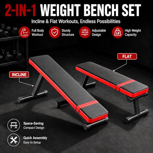 Folding Weight Bench Flat Workout Bench for Home Fitness - size: P-2