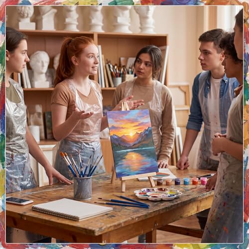 Engrowtic 160 Pcs 20 Set Paint and Sip Kit for Adult Include Blank Mini Canvas Boards Wooden Easels Painting Strips Brushes Palettes Disposable Aprons for Party Paint and Sip Date Night Kits
