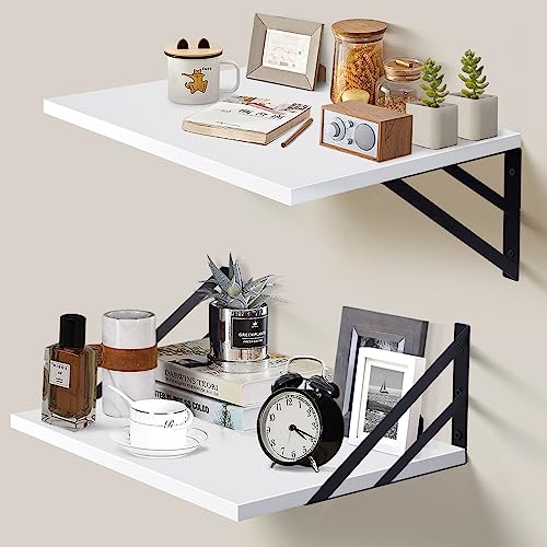 Tectocker-DOU 2 Pc Deep Floating Wall Shelves, Heavy Duty, 16x12, White - color: White, size: 16W×12D