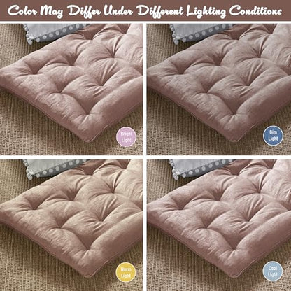 Intelligent Design Foldable Lightweight Lounge Floor Pillow 27" x 74" Blush | Edelia Poly Chenille Soft Sheen Cushion, Tufted Seat for Meditation, Game Playing, Yoga, Reading with Travel Wrap - color: Blush