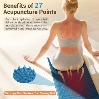 Comfytemp Heated Acupressure Mat for Back, FSA Eligible Heating Pad 17"x33"