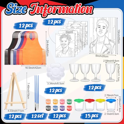 Sherr 96 Pcs 12 Sets Pre Drawn Canvas Kit for Painting Craft Sip and Paint Kit for Adults Pre Printed Canvas Painting Favor for DIY Birthday Gifts Adult's Date Party, 8 x 10 Inch (Gentlemen and Lady) - style: Gentlemen and Lady