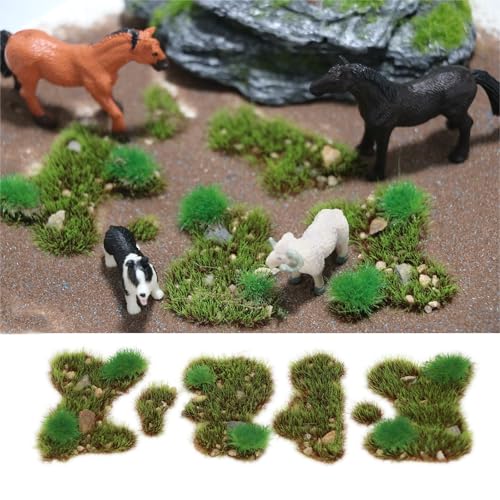 Kai Dream Miniature Static Grass and Stone Bush Clusters for Diorama, Train Landscape, Railroad Scenery, Wargaming (Spring Green) - color: Spring Green