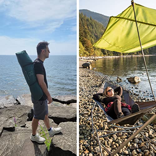 Lucania Portable Hammock with Stand and Canopy - Foldable Freestanding Heavy Duty Hammock for Indoor, Outdoor, Camping, Patio & Backyard (290 lbs Capacity)