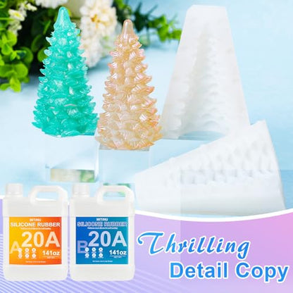 Silicone Mold Making Kit 282oz - 20A Liquid Silicone Rubber (1:1 Mix), Non-Toxic & Bubble Free Platinum Cure Silicone for Making Molds for Resin, Soap, Concrete, Craft Molds - 282oz Total