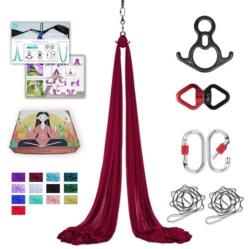 11 Yards Aerial Silks for home aerial yoga hammock Aerial Silks Kit - color: RED