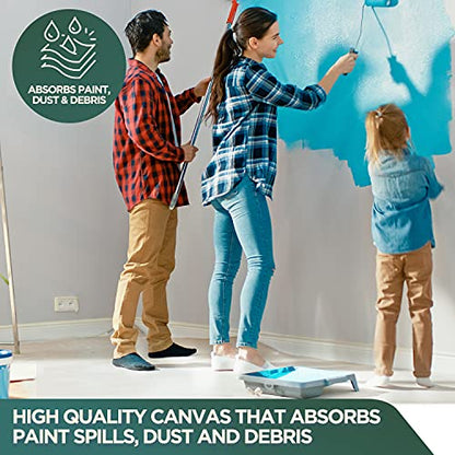 CCS Canvas Drop Cloth for Painting – All Purpose Cotton Duck Cloth Tarp for Curtains, Tablecloths, Backdrops – Washable & Reusable Floor Cover & Dust Sheet for Furniture (12-Pc, 4x12 Ft) - size: 4 by 12 Feet (Set of 12)
