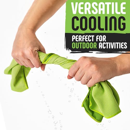 Gradient Fitness Cooling Towels (4 Pack) - Breathable Sweat Towel, Cooling Towel for Neck & Face - Neck Cooler for Quick Cool Down for Gym, Running, Golf, Yoga, Camping & Sports (Green|Grey, 4)