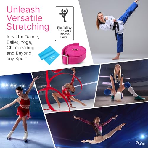 Leg Stretcher Strap with Door Anchor and Resistance Band, Splits Trainer | Home Flexibility Trainer for Splits, Ballet, Dance, Cheer, Yoga, Gymnastics, Pole and Taekwondo, Kids to Adults, All Levels - color: Vibrant Pink