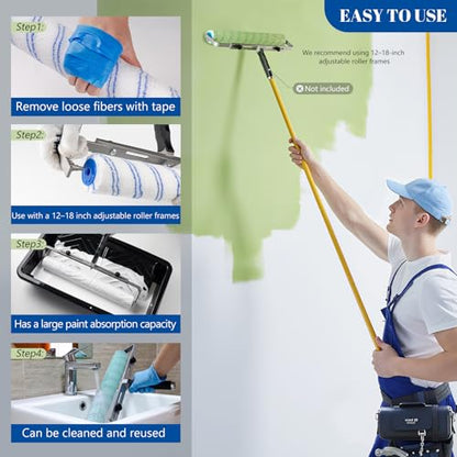 18 Inch Microfiber Paint Roller Covers, 3/8" Nap, 2 Pack - size: 18 Inch Paint Roller Kit, 2 Pack