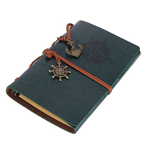 EvZ 7-Inch Refillable A6 Binder Notebook - Premium Vegan Leather Personal Planner, Eco-Friendly Journal with 6-Ring Loose-Leaf System for Writing, Business, and Creative Sketches, Retro Green - color: Retro Green, size: 7 Inches