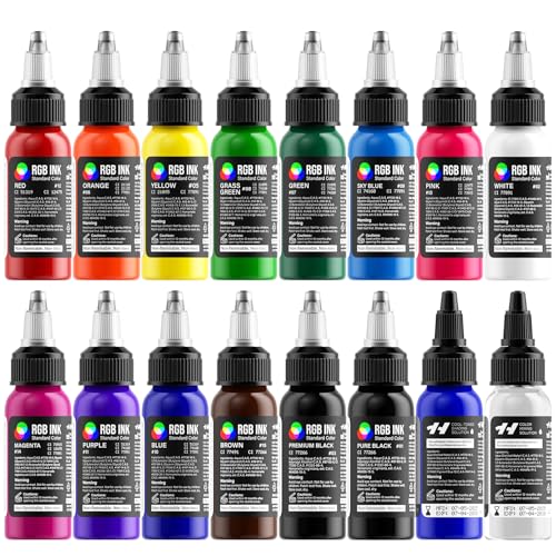 HAWINK Tattoo Ink Set 1OZ 14 Colors Ink and 2 Color Mixing SolutionTI205-30-16
