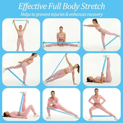 Multi‑Loop Nylon Yoga Stretching Belt, Anti‑Slip Fitness Resistance Band, Elastic Workout Strap for Yoga Pilates Dance Gymnastics Training, Physical Relax & Flexibility Exercise Accessory - color: Rose red