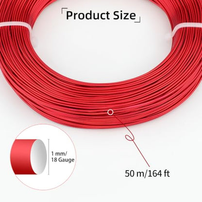 18 Gauge Aluminum Craft Wire, 164FT 1mm Bendable Metal Wire for Jewelry Making, Wreath Making, Beading(Red) - color: Red