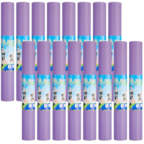 Funtery 3 mm Thin Yoga Mats Bulk, 68 x 24 Inches Lightweight PVC Exercise Mats Non Slip Workout Fitness Pads for Yoga Pilates Stretching Classes Gym Home Studio - color: Violet Haze