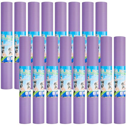 Funtery 3 mm Thin Yoga Mats Bulk, 68 x 24 Inches Lightweight PVC Exercise Mats Non Slip Workout Fitness Pads for Yoga Pilates Stretching Classes Gym Home Studio - color: Violet Haze