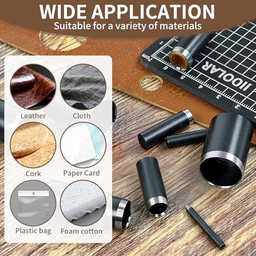 Leather Circle Cutter Tool Set, 13 Pieces Small Circle Punch Tools 1/3/5/7/9/11/13/15/17/19/21/23/25mm, High Carbon Steel Round Cutting Dies - Leather Hole Punch Tool Kit for DIY Leathercrafts - size: 13 Sizes