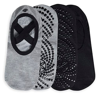 Gaiam Grippy Studio Yoga Socks, Non-Slip, Open-Toe, One Size - color: Dovetail 2-pack, size: One Size