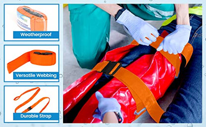 PrimaCare IR-5008-3 Pack of 3, 2 Piece Backboard Strap with Loop Lock for Patients, Adjustable Immobilization Straps with Quick Release Buckles for Spine Boards, 9 Feet, Orange - size: Loop Lock 9 Ft