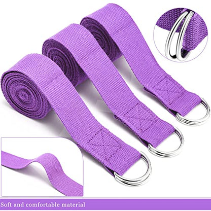 Leyndo Yoga Strap Stretching Pilates Exercise Adjustable Straps 6 ft Non Elastic Yoga Belt with Adjustable D Ring Buckle for Pilates Gym Workouts Fitness - color: Purple