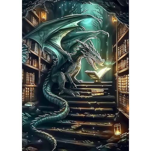 SENQAO Dragon Diamond Art Kits for Adults, Book Dragon Diamond Painting Kits for Beginners, 5D Book Diamonds Painting, DIY Full Drill Gem Art Crafts Kit Home Wall Decor Gifts 12x16 inch - color: dragon - 03