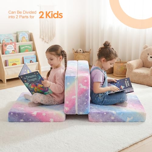 MeMoreCool Kids Folding Mattress, 63x26 Trifold Floor Mat, Rainbow - color: Rainbow