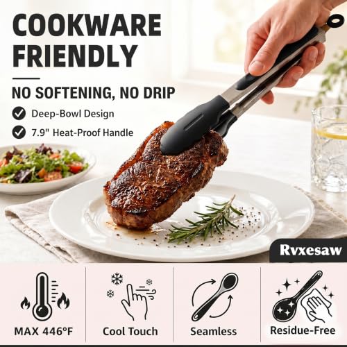 Kitchen Utensils Set,9 PCS Silicone Cooking Utensils Set Spatula Set,Non Toxic Cooking Utensils,Tongs,Spoon,Whisk,Brush,BPA Free Kitchen Gadgets for Non-Stick Cookware,Home Essential(Black-9P) - color: Black