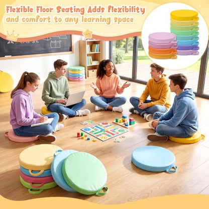 Gerrii 12Pcs Floor Cushions for Classroom,15 in Extra Thick Flexible,Pastel - color: Pastel