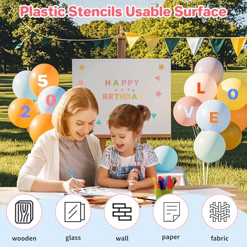 36Pcs Letter Stencils for Painting Small Reusable Alphabet Number Templates | 1/2,3/4,1,5/4,2Inch,Stencils Letters,Plastic Geometric Templates,Scrapbook,Walls Art Projects,Journal,Home Decor,Custom Sign