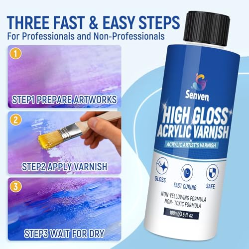 High Gloss Varnish for Acrylic Painting Clear Coat for Acrylic Paint, Polyurethane Clear Gloss Paint Sealer Varnish for Artwork,Craft Anti Cracking,Scratches,Wear,Non-Yellowing,Painting Kit with Brush - style: Semi-Gloss